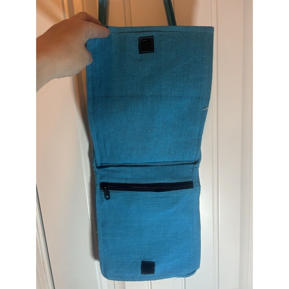 Vintage Boho Patchwork Sequin Crossbody Bag Blue Cotton India Festival Purse - Picture 4 of 12